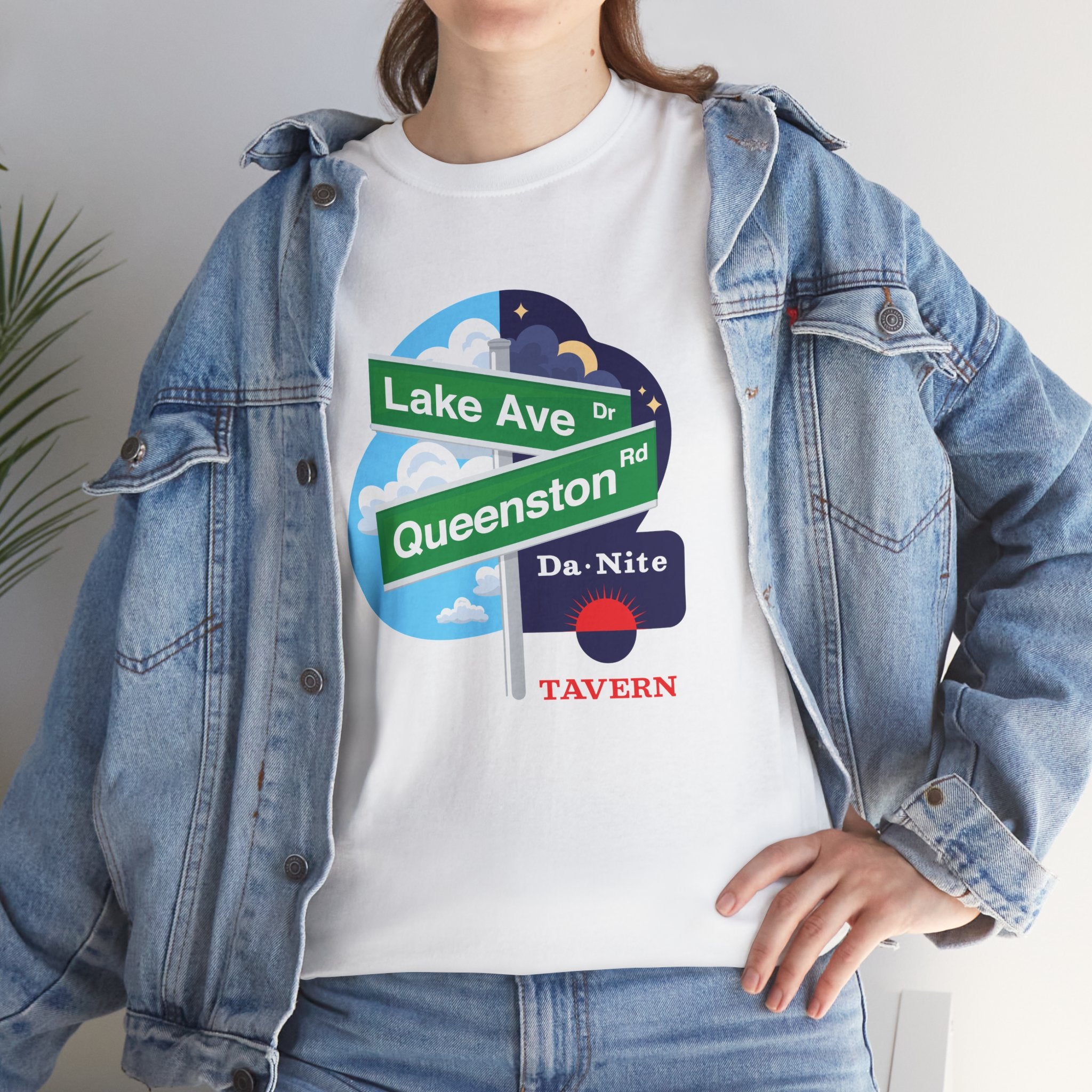 Da Nite Tavern Street Sign White Tee