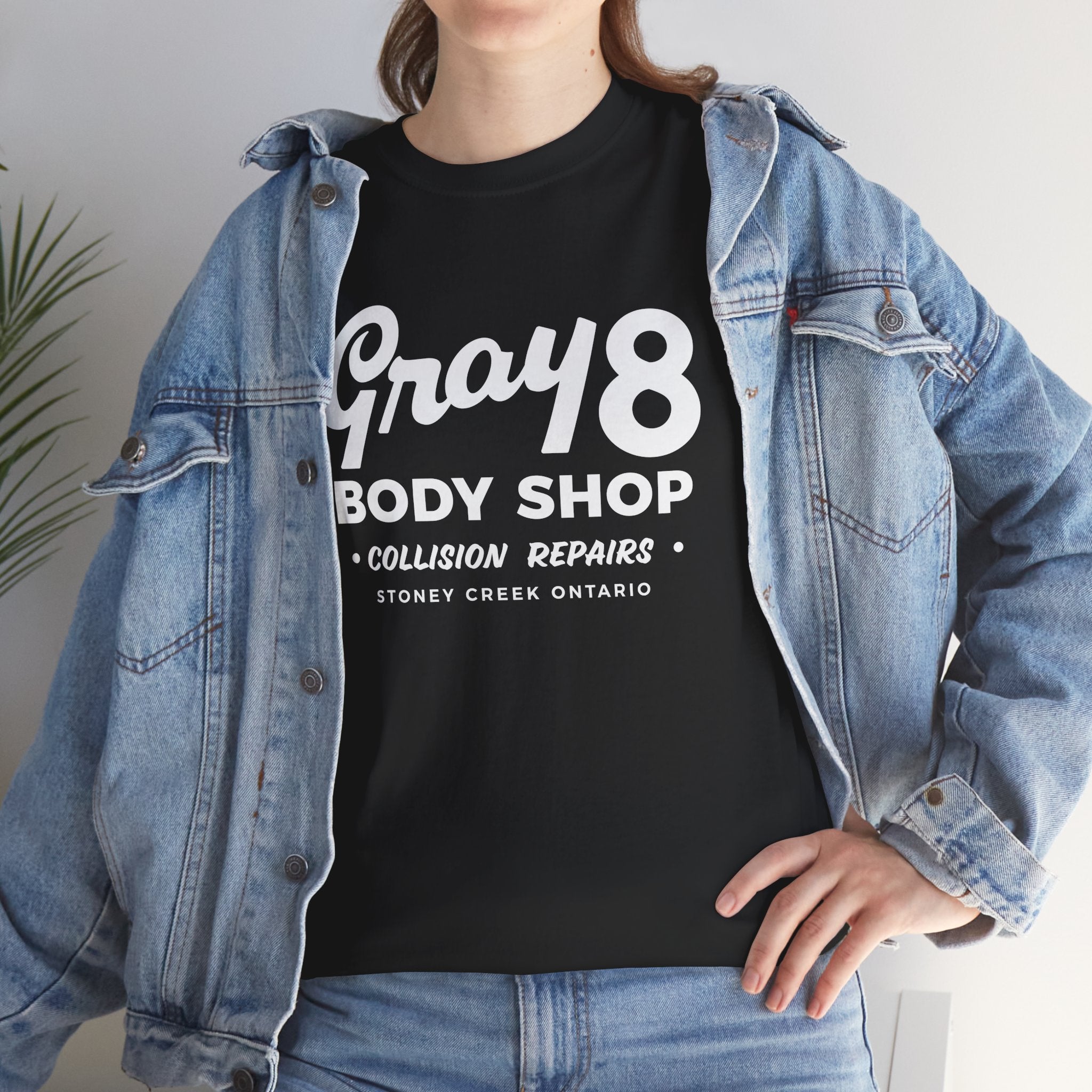 Gray 8 Body Shop Classic Black Tee