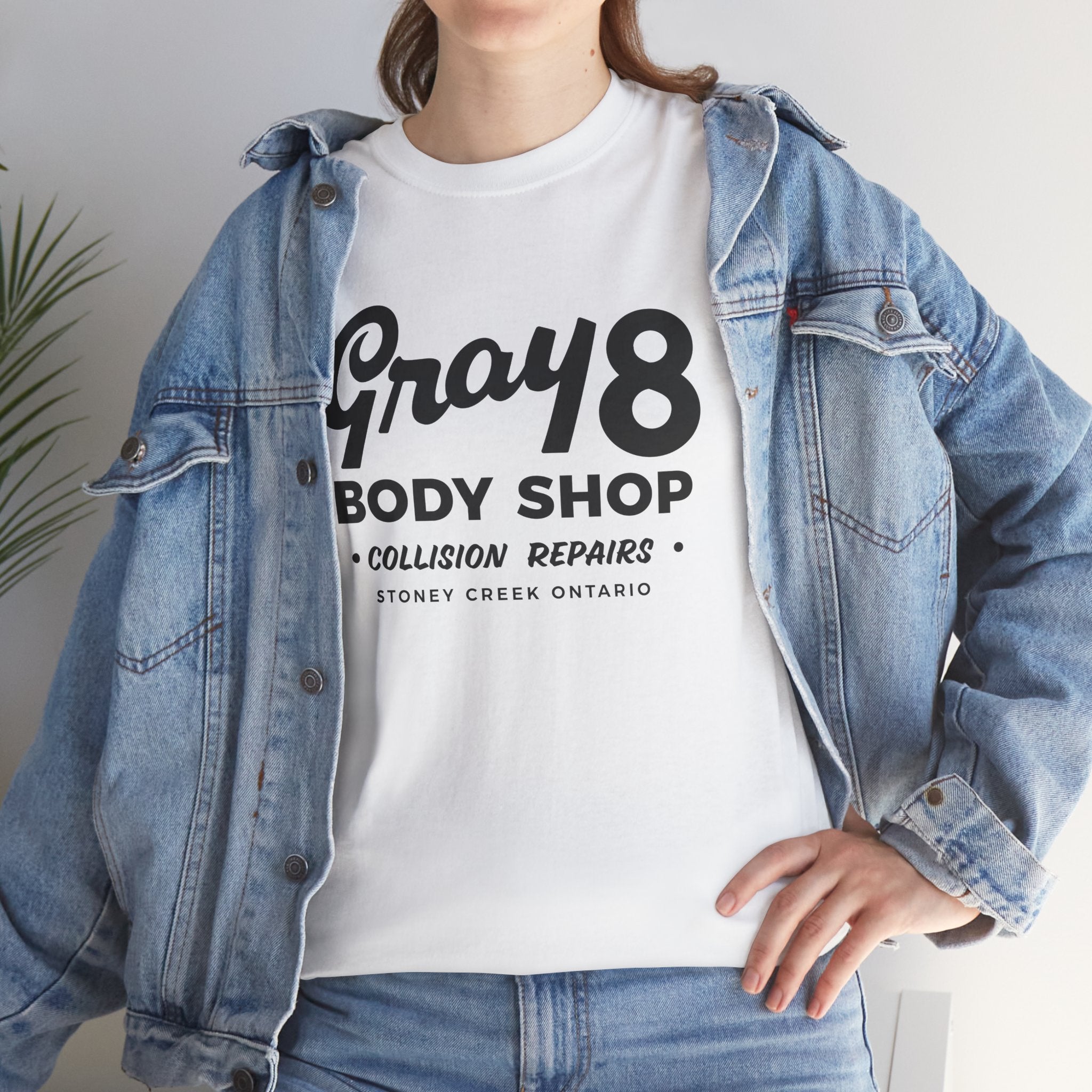 Gray 8 Body Shop Classic White Tee