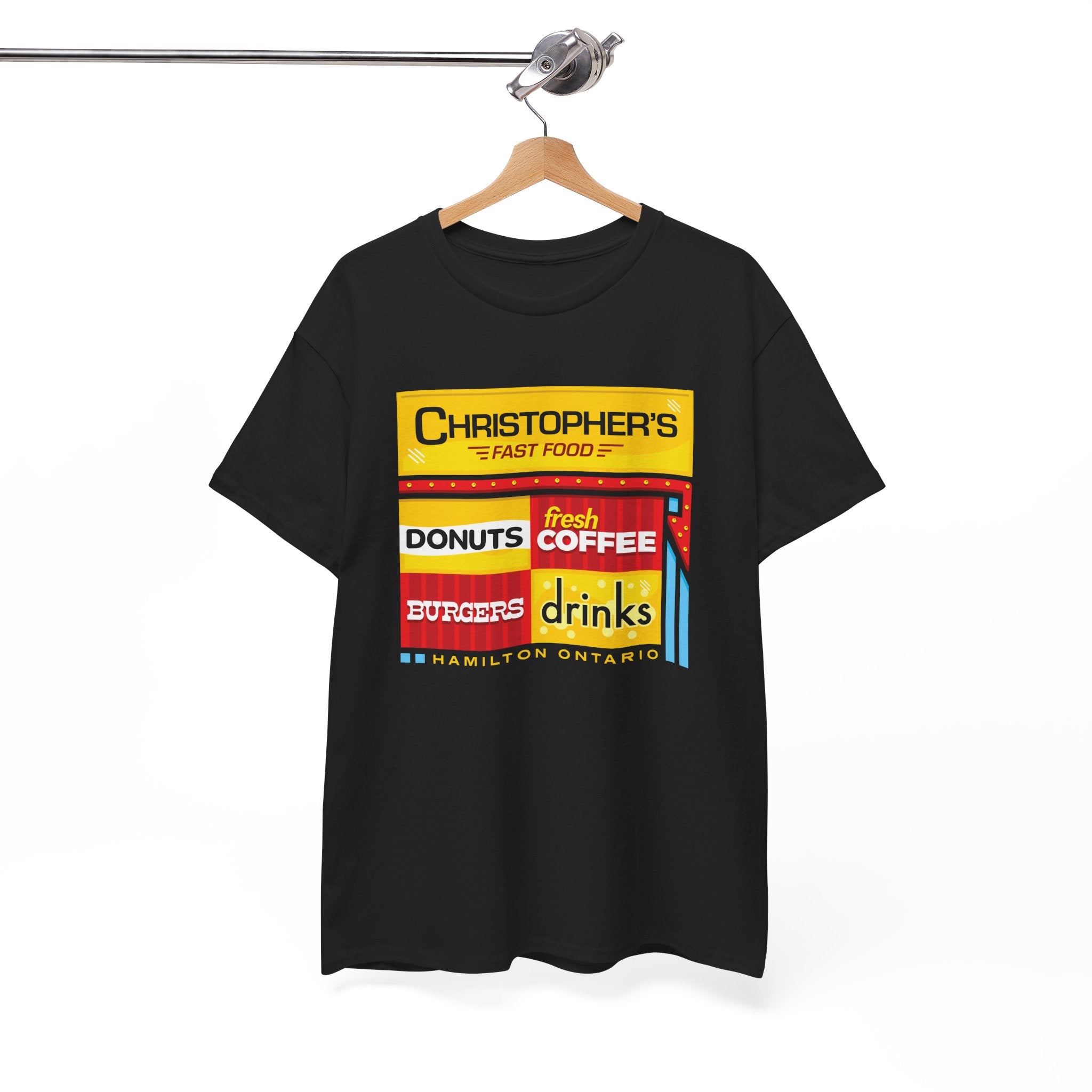 Christopher's Fast Food Classic Black Tee