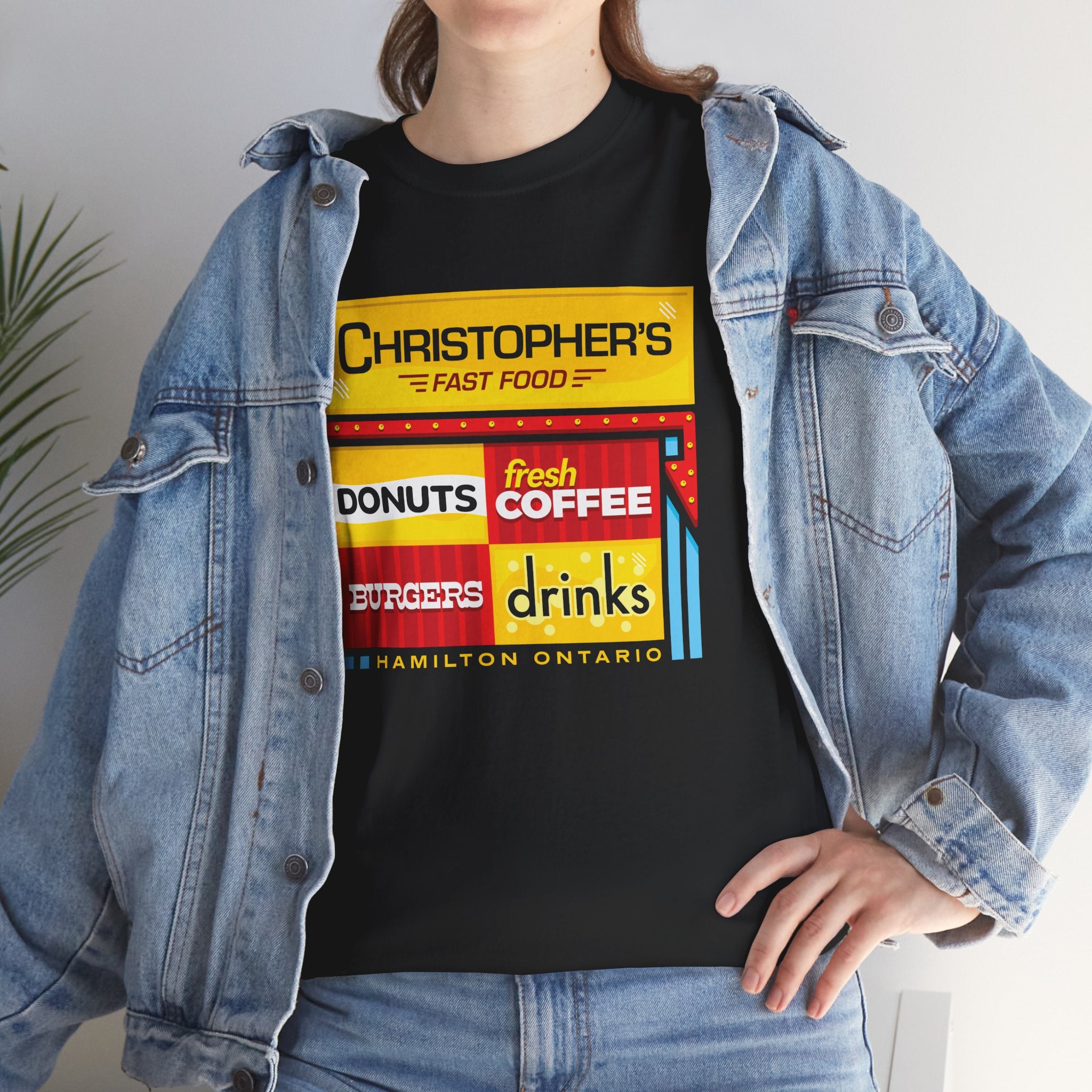 Christopher's Fast Food Classic Black Tee