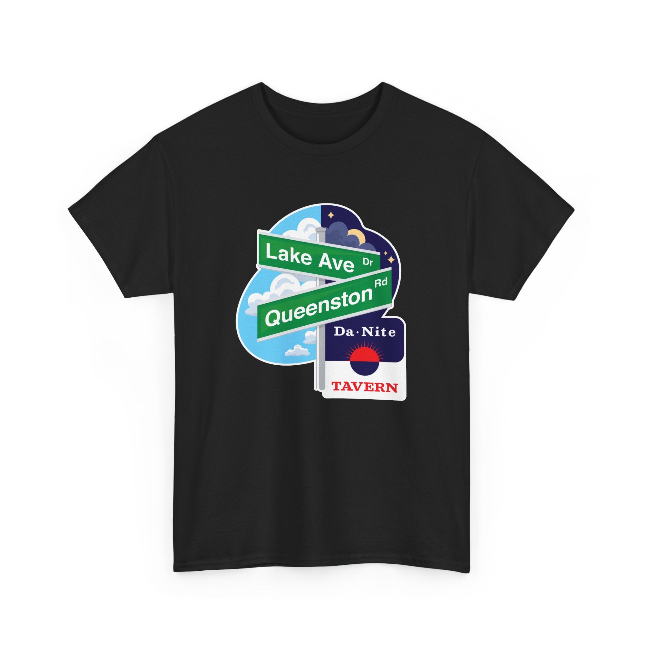 Da Nite Tavern Street Sign Black Tee