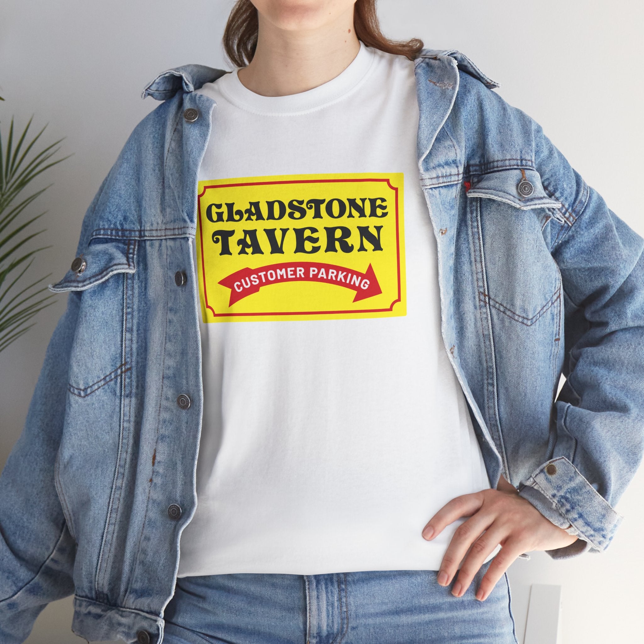 Gladstone Tavern Customer Parking Sign White Tee