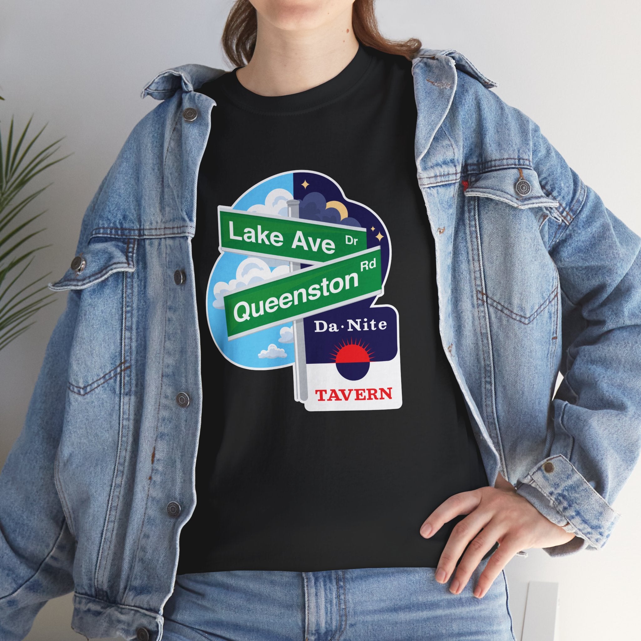 Da Nite Tavern Street Sign Black Tee